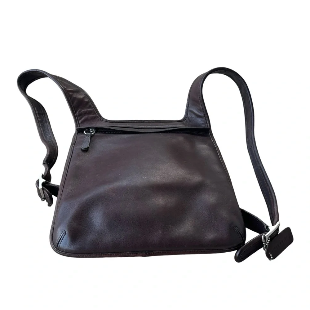 Vintage Rare COACH #9405 Slim Flat Hippie Backpack Brown Leather. - Picture 2 of 12